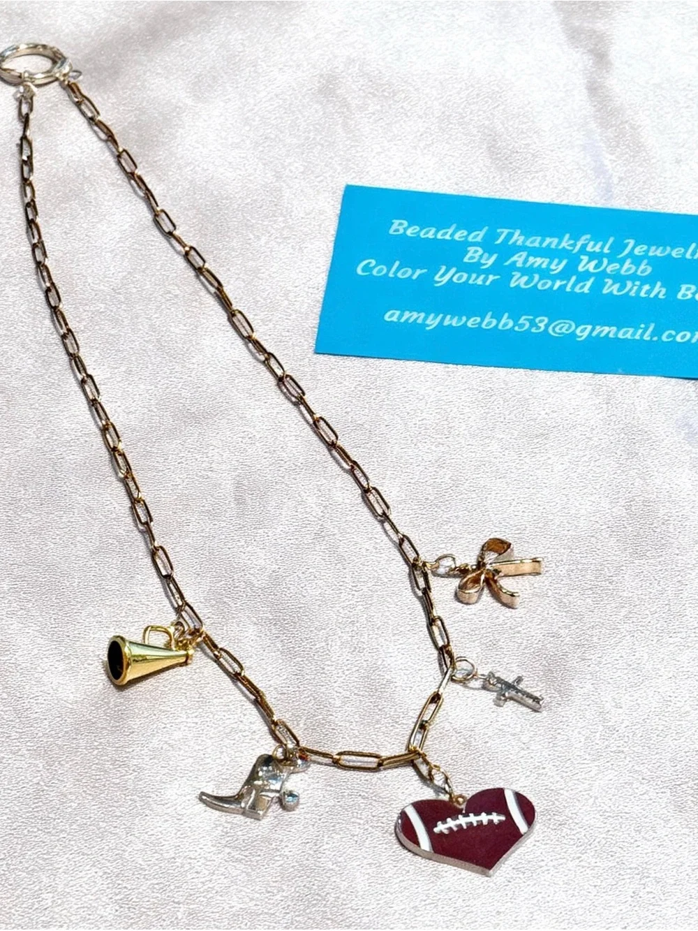 Gold Football Charm Necklace Texas Gameday Jewelry